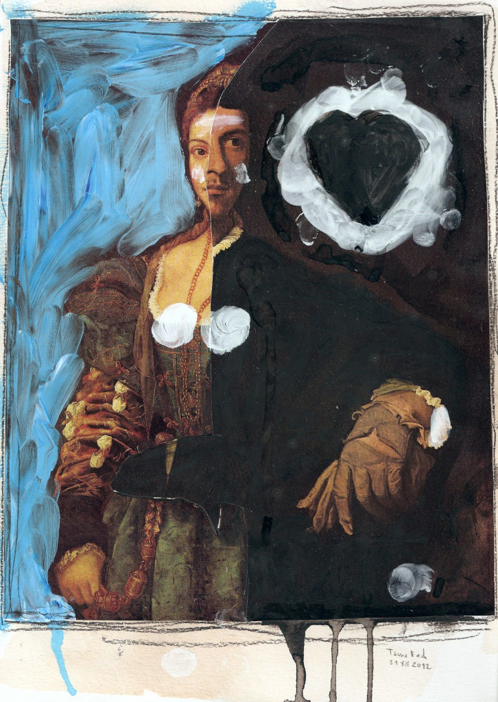 Black heart. Collage on paper. Tauno Erik