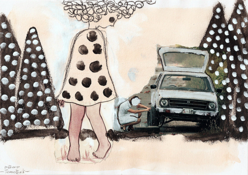 Car Stop. Collage on paper. Tauno Erik