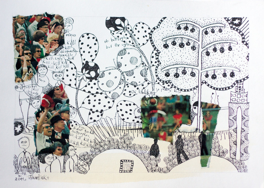 Kill Buterflies. Collage on paper. Tauno Erik