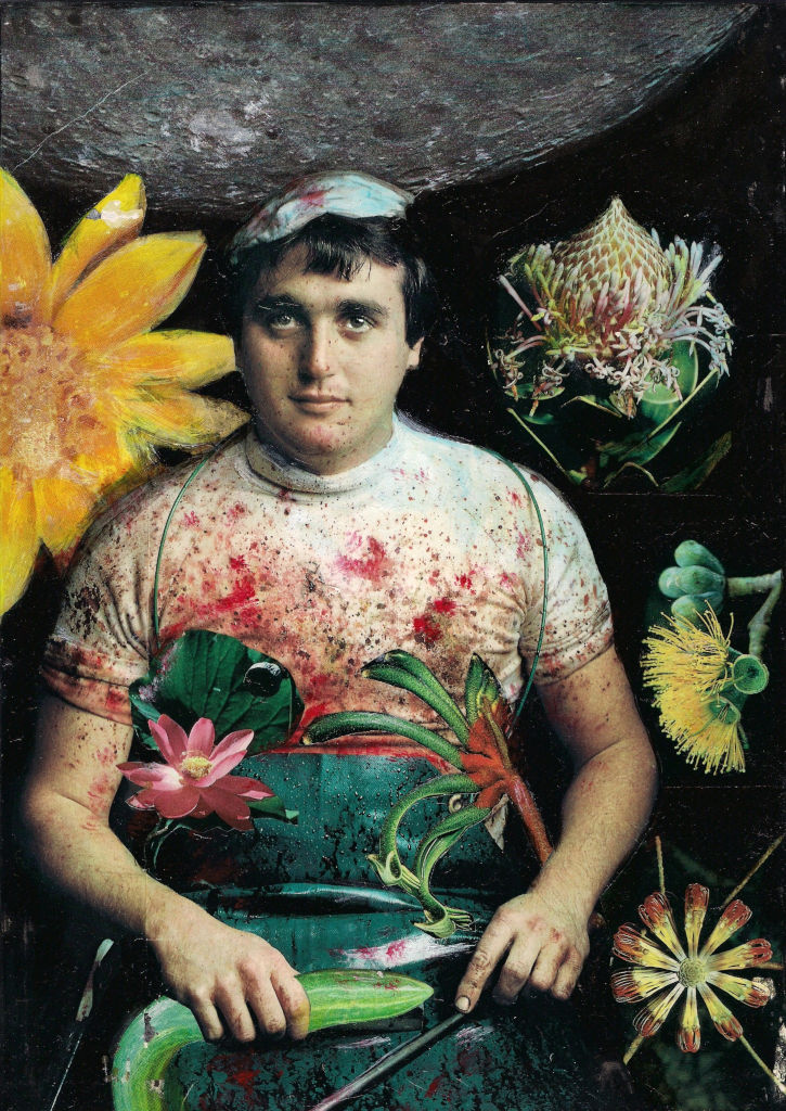 Looja-Jumal ise. The Creator God Himself. Collage on wood. Tauno Erik