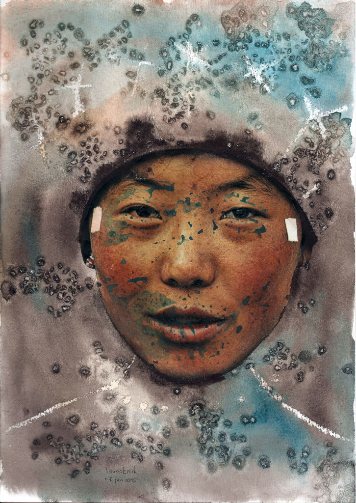 Face. Collage on paper. Tauno Erik