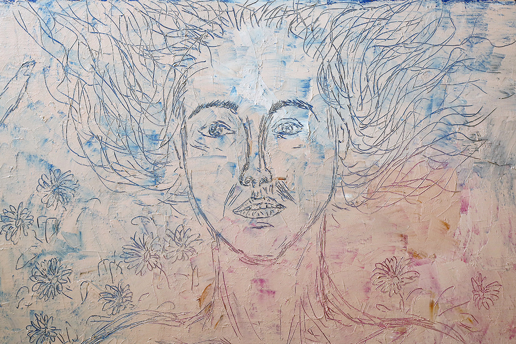 Drawing straight into wet oilpaint