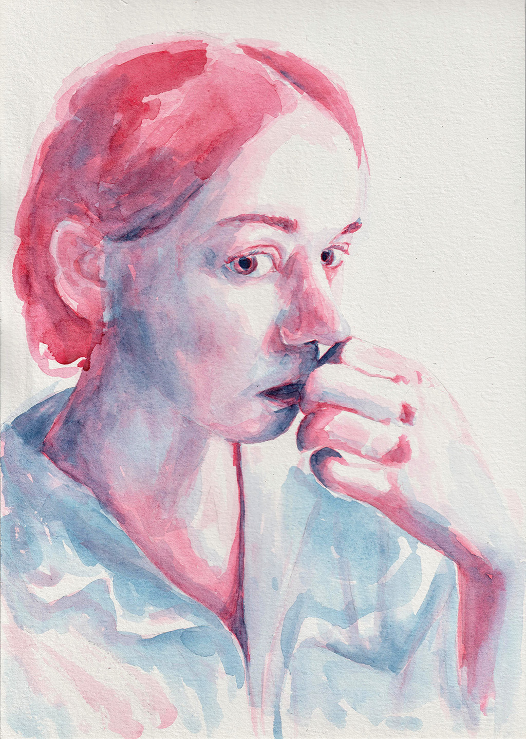 Nervous girl. Watercolor Tauno Erik