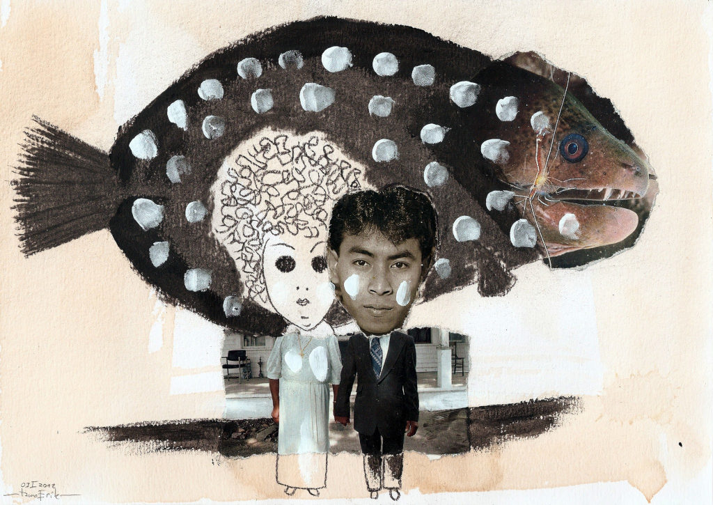 Pruutpaar. Couple. Collage on paper. Tauno Erik