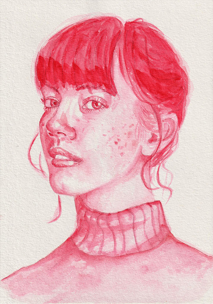 Punased mõtted. Red Thoughts. Watercolor. Tauno Erik