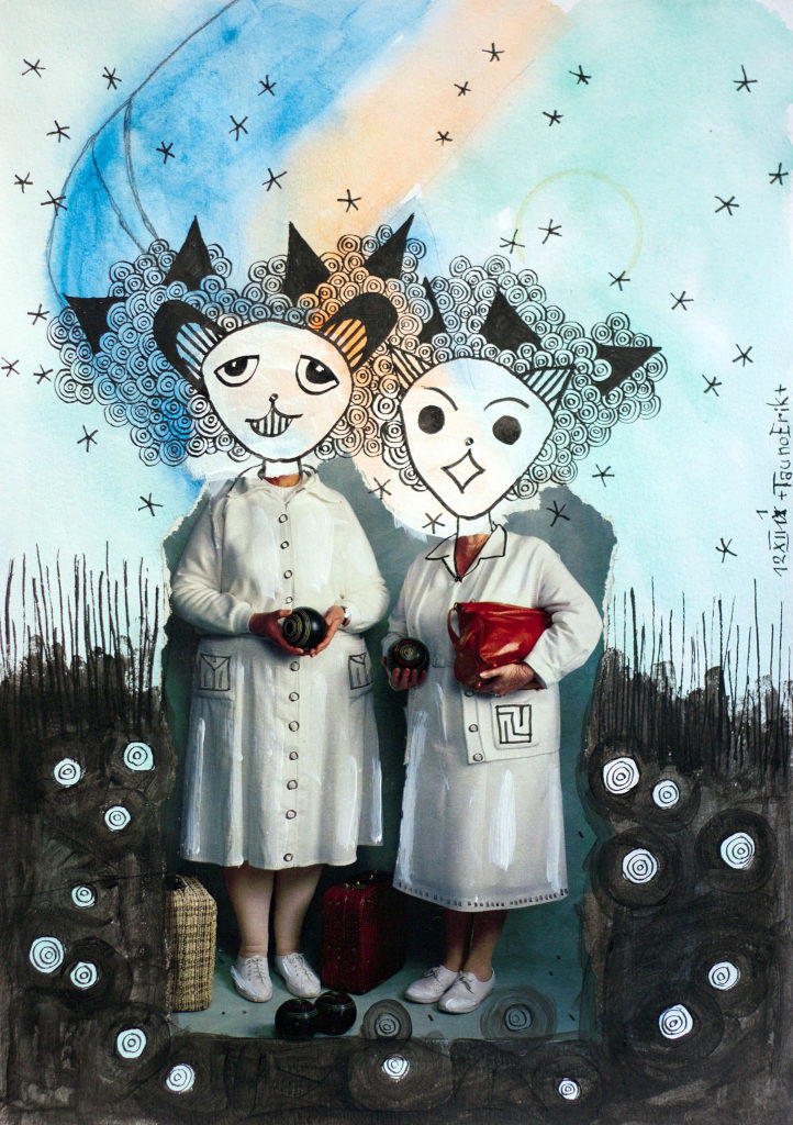 Sisters. Collage on paper. Tauno Erik