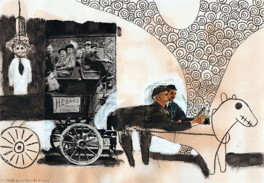 Chariot. Collage on paper. Tauno Erik