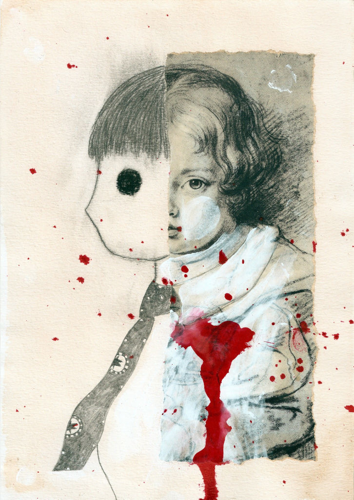 Her heart. Collage on paper. Tauno Erik