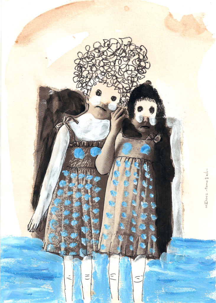 Let's go to swim. Collage on paper. Tauno Erik