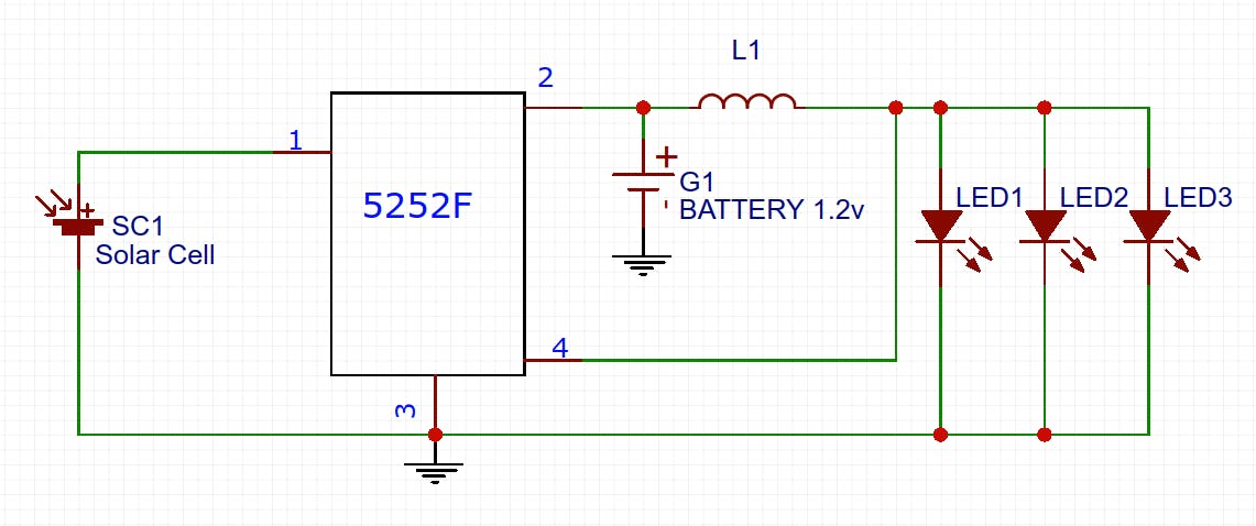 Solar Garden Light Circuit with 5252F