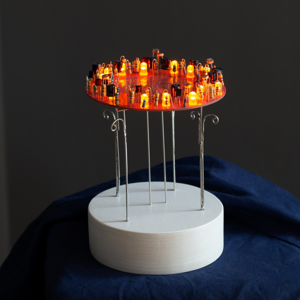 Pink PCB, circuit sculpture. 2022 Tauno Erik