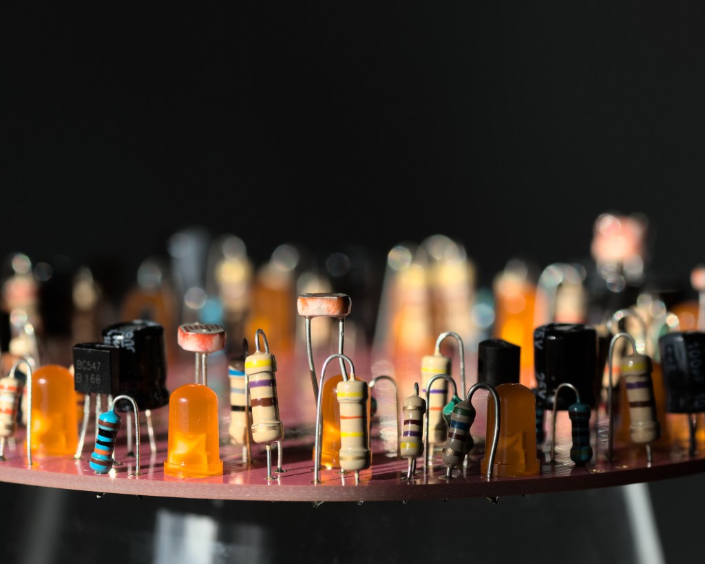 Pink PCB, circuit sculpture. 2022 Tauno Erik