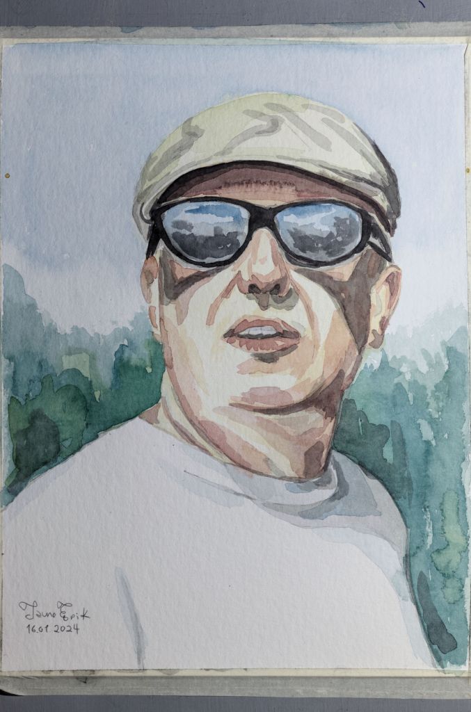 "Erkki", Akvarell, 2024, Tauno Erik, 24x32 cm, 425g/m2 Hahnemühle paber