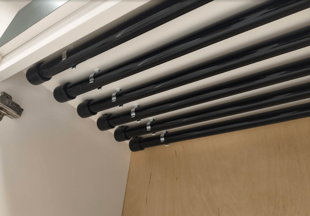 UV lamps in the cabinet.